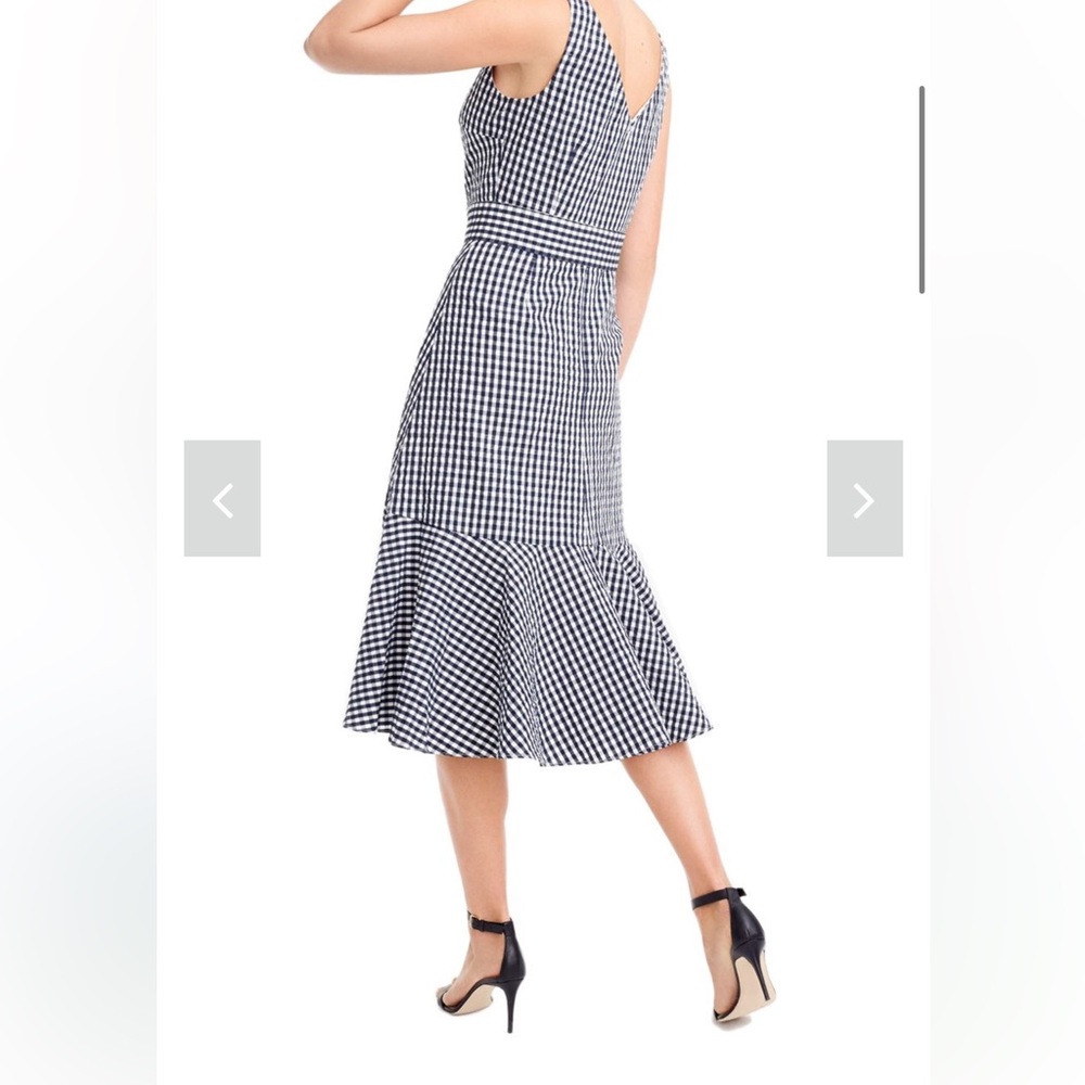 J. Crew Gingham Ruffle Hem Midi Dress Removable Belt - Picture 2 of 11
